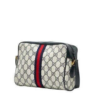 Gucci Navy Blue Shoulder GG Leather Tan Supreme Bag Beige